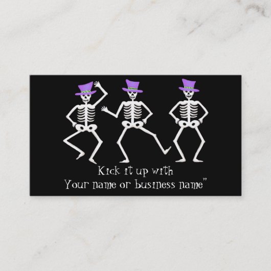 ハロウィーンウィムシー踊りスケルトン紫トップハット 名刺 (正面)