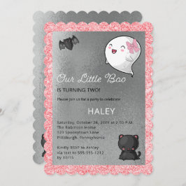 ハロウィーンウィーズリトルブー幽霊ガール2nd誕生日 招待状