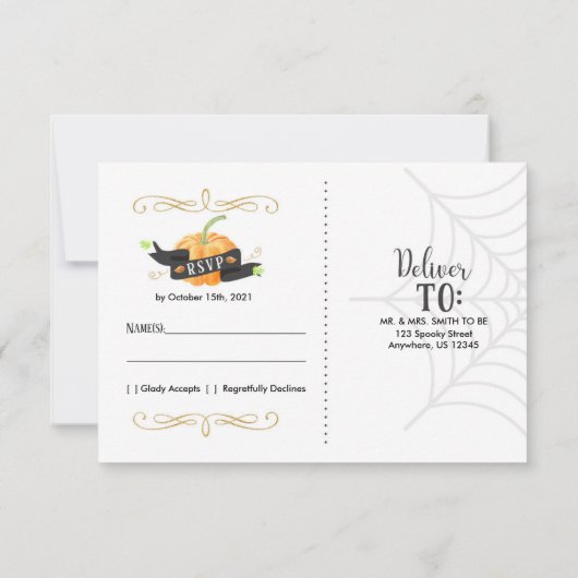 ハロウィーンウェディングRSVPカード 出欠カード (裏面)