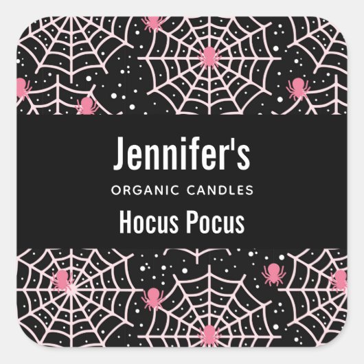 ハロウィーンウェブ&スパイダズパターンキャンドルビズ スクエアシール (正面)