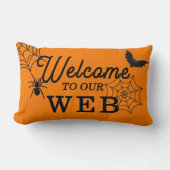 ハロウィーンウェルカムトゥーザーズくもの巣木材装飾用クッション ランバークッション (正面)