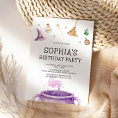 ハロウィーンウォーターカラーウィッチバースデーパーティー 招待状