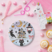 ハロウィーンウォーターカラーカラス魔女猫ムーンパターン ペーパープレート (パーティー)