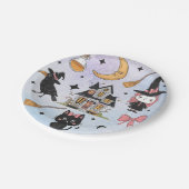 ハロウィーンウォーターカラーカラス魔女猫ムーンパターン ペーパープレート (アングル)