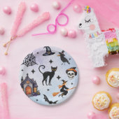 ハロウィーンウォーターカラーカラス魔猫スカルパターン ペーパープレート (パーティー)