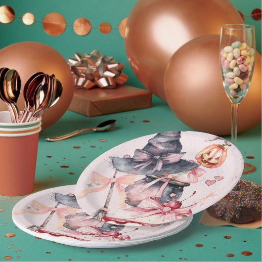 ハロウィーンウォーターカラーコケット誕生日パーティー ペーパープレート (複数)