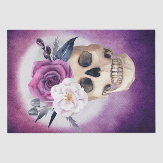 ハロウィーンウォーターカラースカル 薄葉紙 (正面)