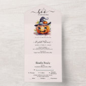 ハロウィーンウォーターカラーパンプキンリトルブーベビーショウ オールインワン招待状 (内側)