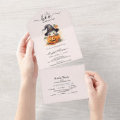 ハロウィーンウォーターカラーパンプキンリトルブーベビーショウ オールインワン招待状 (貼ってはがせる)