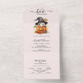 ハロウィーンウォーターカラーパンプキンリトルブーベビーショウ オールインワン招待状 (内側)