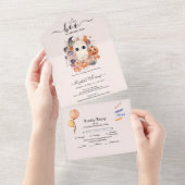 ハロウィーンウォーターカラーパンプキンリトルブーベビーショウ オールインワン招待状 (貼ってはがせる)