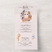 ハロウィーンウォーターカラーパンプキンリトルブーベビーショウ オールインワン招待状 (内側)