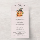 ハロウィーンウォーターカラーパンプキンリトルブーベビーショウ オールインワン招待状 (内側)