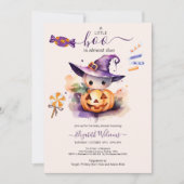 ハロウィーンウォーターカラーパンプキンリトルブーベビーショウ 招待状 (正面)