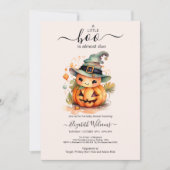 ハロウィーンウォーターカラーパンプキンリトルブーベビーショウ 招待状 (正面)