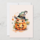 ハロウィーンウォーターカラーパンプキンリトルブーベビーショウ 招待状 (裏面)