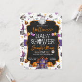 ハロウィーンウォーターカラーボーンズ赤ちゃんシャワー招待状 カード (正面/裏面インサイチュ)