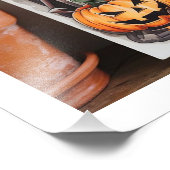 ハロウィーンウォールアート：ブラックハット&オレンジを持つ女性 フォトプリント            (角)