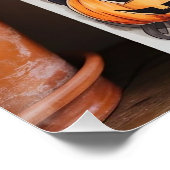 ハロウィーンウォールアート:ブラックハット&オレンジを持つ女性 ポスター (コーナー)