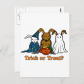 ハロウィーンウサギのトリックまたは治療 ポストカード (正面/裏面)