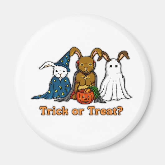 ハロウィーンウサギのトリックまたは治療 マグネット (正面)
