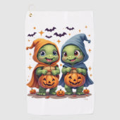 ハロウィーンウミガメ幽霊ウミガメTシャツ ゴルフタオル (正面)