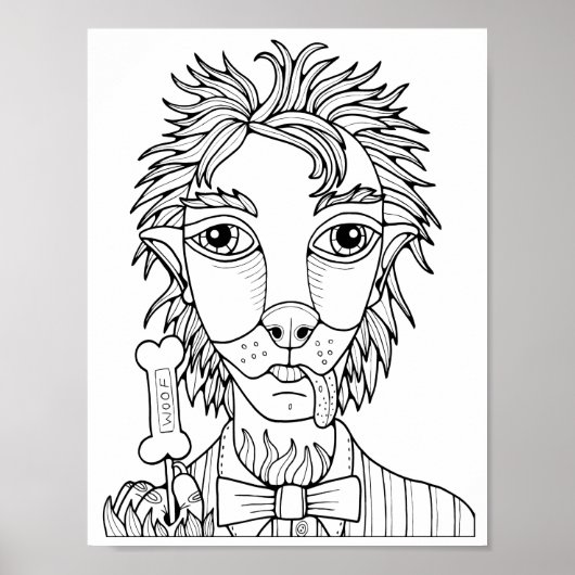 ハロウィーンウルフ棒つきキャンデーカラーリングページアートポスター ポスター (正面)