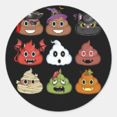 ハロウィーンウンチ絵文字顔カボチャ海賊ミイラ ラウンドシール (正面)