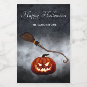 ハロウィーンエビルパンプキパーソナライズされたン ワインラベル (シングルラベル)