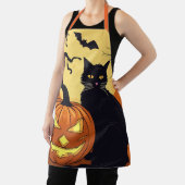 ハロウィーンエプロン満月ハロウィーンブラックキャット エプロン (インサイチュ)