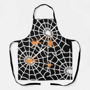 ハロウィーンエプロン、ハッピーハローウィンスパイダーウェブシェフ エプロン