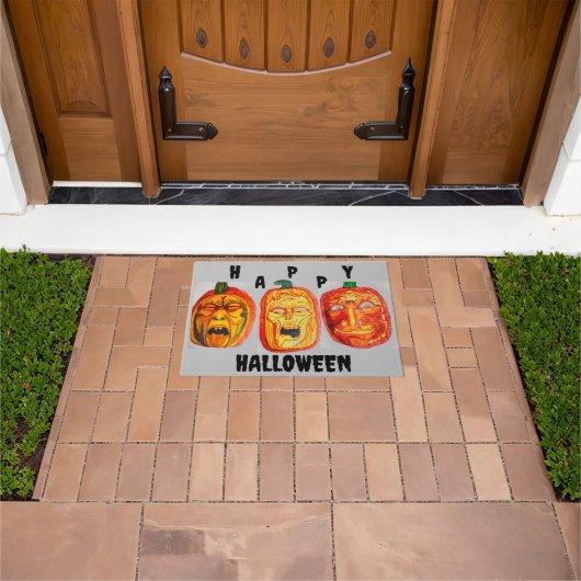 ハロウィーンエリーカボチャ顔 ドアマット (室外)