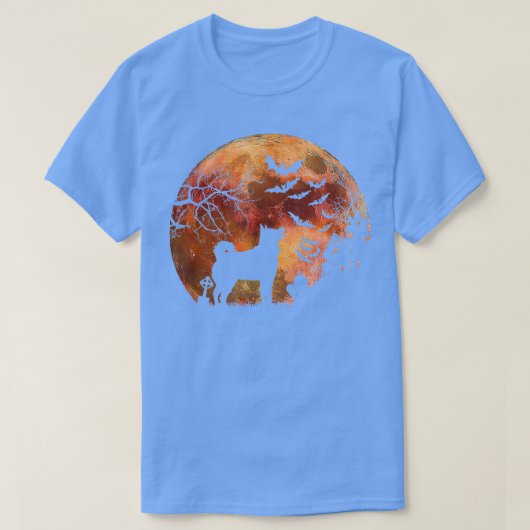 ハロウィーンエルクハウンド、墓、水彩月&春 Tシャツ (デザイン正面)