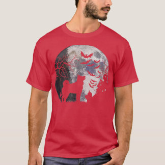 ハロウィーンエルクハウンド、墓、水彩月&春 Tシャツ