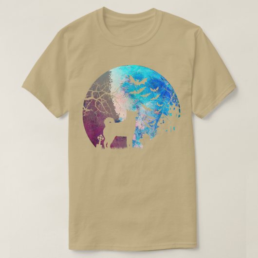 ハロウィーンエルクハウンド、墓、水彩月&春 Tシャツ (デザイン正面)