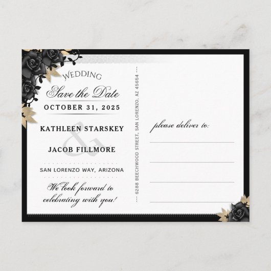 ハロウィーンエレガンテ日付のポストカードを保存 ポストカード (裏面)