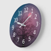 ハロウィーンエレガントテーマツリーの月の絵画 ラージ壁時計 (傾斜)