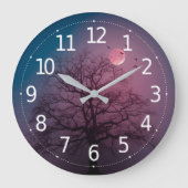 ハロウィーンエレガントテーマツリーの月の絵画 ラージ壁時計 (正面)