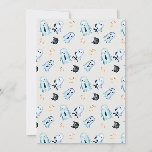 ハロウィーンオフィスパーティービジネス企業のパンプキン 招待状 (裏面)