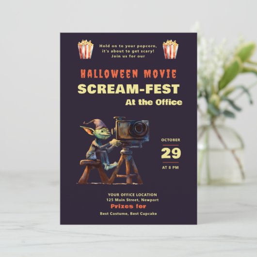 ハロウィーンオフィスパーティー怖い映画スクリームフェスト 招待状 (スタンド正面)