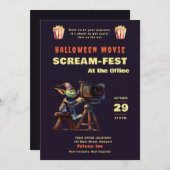 ハロウィーンオフィスパーティー怖い映画スクリームフェスト 招待状 (正面/裏面)
