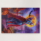 ハロウィーンオリエンタルブルーキャットヴァンパイアパンプキンズ怖 ジグソーパズル (横)