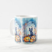 ハロウィーンオリエンタルブルー猫かぼちゃ怖い コーヒーマグカップ (正面左)