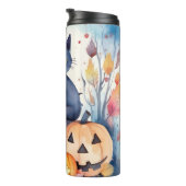 ハロウィーンオリエンタルブルー猫かぼちゃ怖い タンブラー (回転右)
