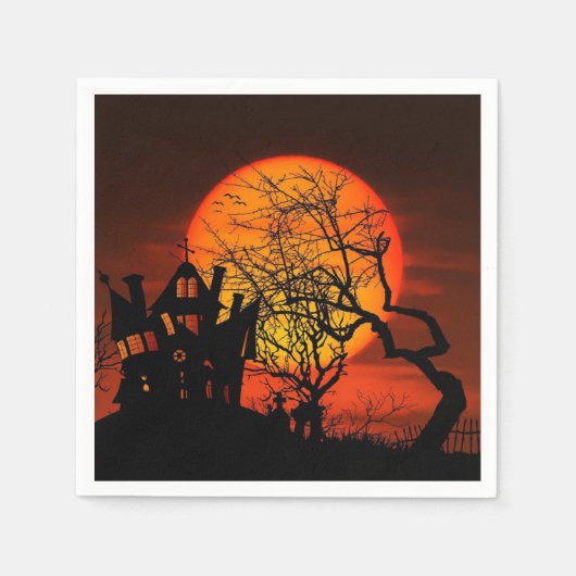 ハロウィーンオレンジとブラックパーティー スタンダードカクテルナプキン (正面)
