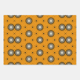 ハロウィーンオレンジとブラック抽象芸術パターン ラッピングペーパーシート