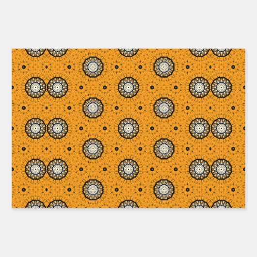 ハロウィーンオレンジとブラック抽象芸術パターン ラッピングペーパーシート (正面)