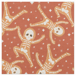 ハロウィーンオレンジのジンジャーブレッド骨格 ファブリック