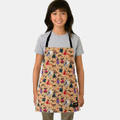 ハロウィーンオレンジのドレスアップ子供の魔女のパターン エプロン (インサイチュ)