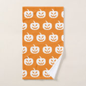 ハロウィーンオレンジカボチャ不気味ン柄 バスタオルセット (ハンドタオル)